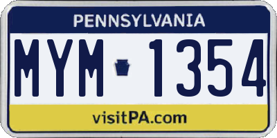 PA license plate MYM1354