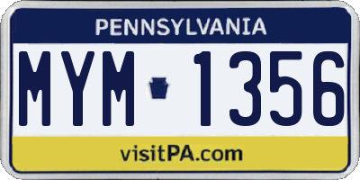 PA license plate MYM1356