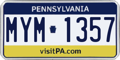 PA license plate MYM1357