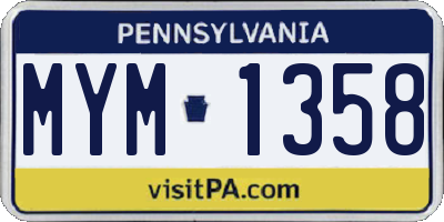 PA license plate MYM1358