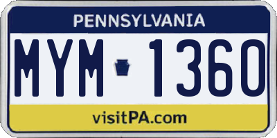 PA license plate MYM1360