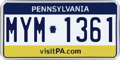 PA license plate MYM1361
