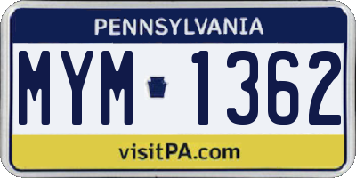 PA license plate MYM1362
