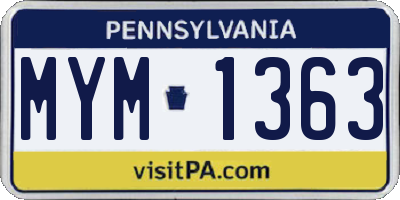 PA license plate MYM1363