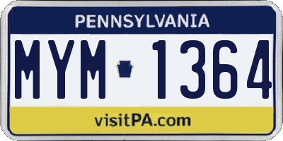 PA license plate MYM1364
