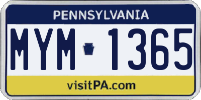 PA license plate MYM1365