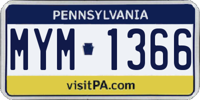 PA license plate MYM1366