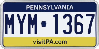 PA license plate MYM1367