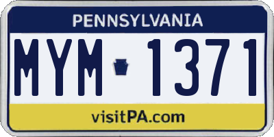 PA license plate MYM1371