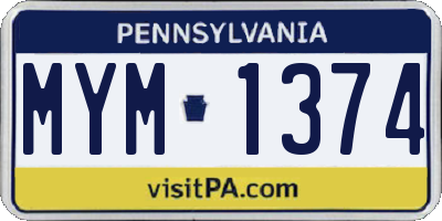 PA license plate MYM1374