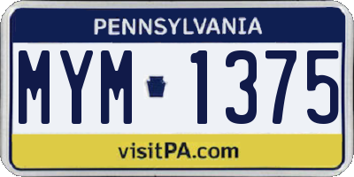 PA license plate MYM1375