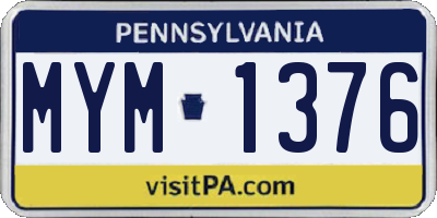 PA license plate MYM1376