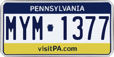 PA license plate MYM1377