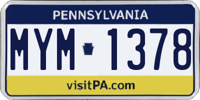 PA license plate MYM1378
