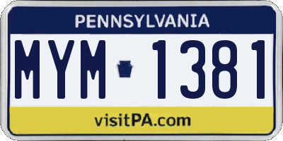 PA license plate MYM1381