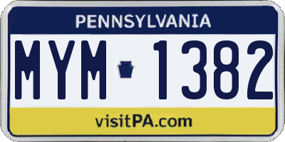 PA license plate MYM1382