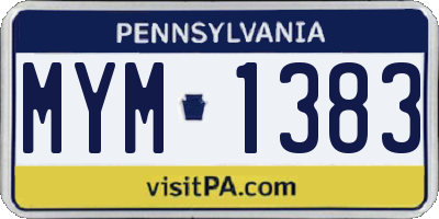 PA license plate MYM1383