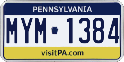 PA license plate MYM1384