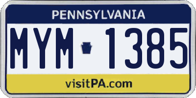 PA license plate MYM1385