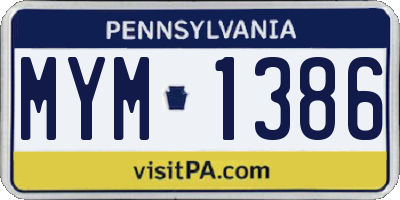 PA license plate MYM1386