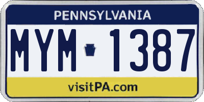 PA license plate MYM1387