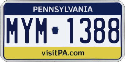 PA license plate MYM1388