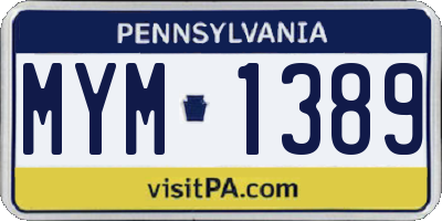 PA license plate MYM1389