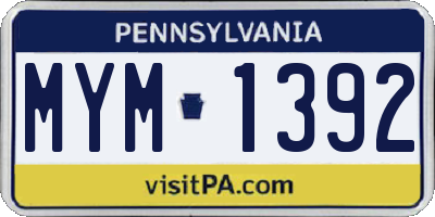 PA license plate MYM1392