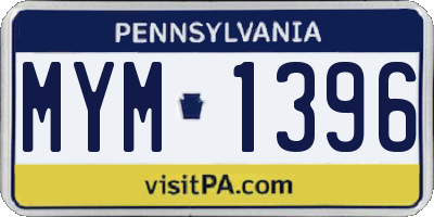 PA license plate MYM1396