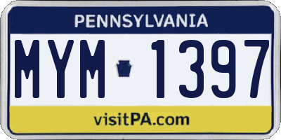 PA license plate MYM1397