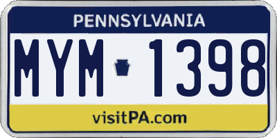 PA license plate MYM1398