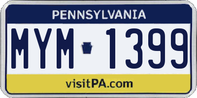 PA license plate MYM1399