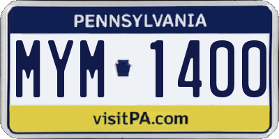 PA license plate MYM1400