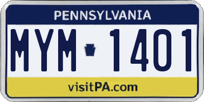 PA license plate MYM1401