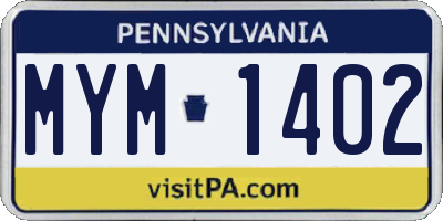 PA license plate MYM1402
