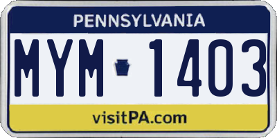 PA license plate MYM1403