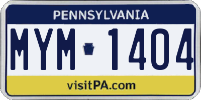 PA license plate MYM1404