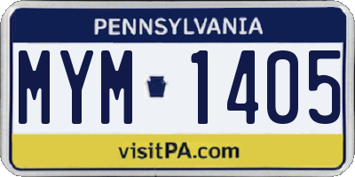 PA license plate MYM1405