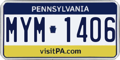 PA license plate MYM1406