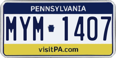 PA license plate MYM1407