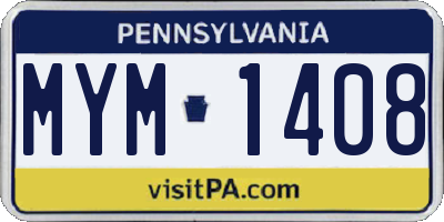 PA license plate MYM1408