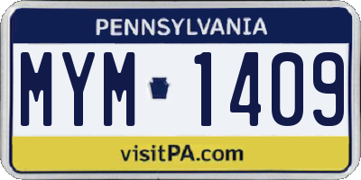 PA license plate MYM1409