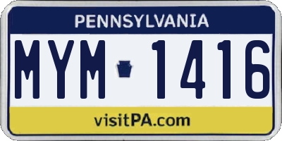PA license plate MYM1416