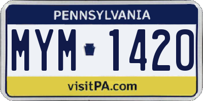 PA license plate MYM1420