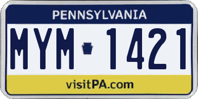 PA license plate MYM1421