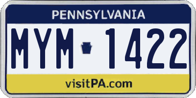 PA license plate MYM1422