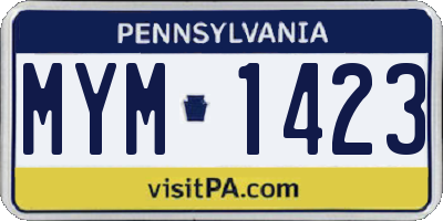 PA license plate MYM1423