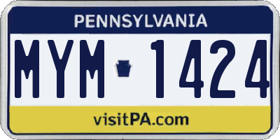 PA license plate MYM1424