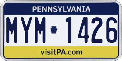 PA license plate MYM1426