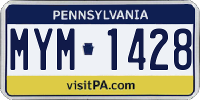 PA license plate MYM1428